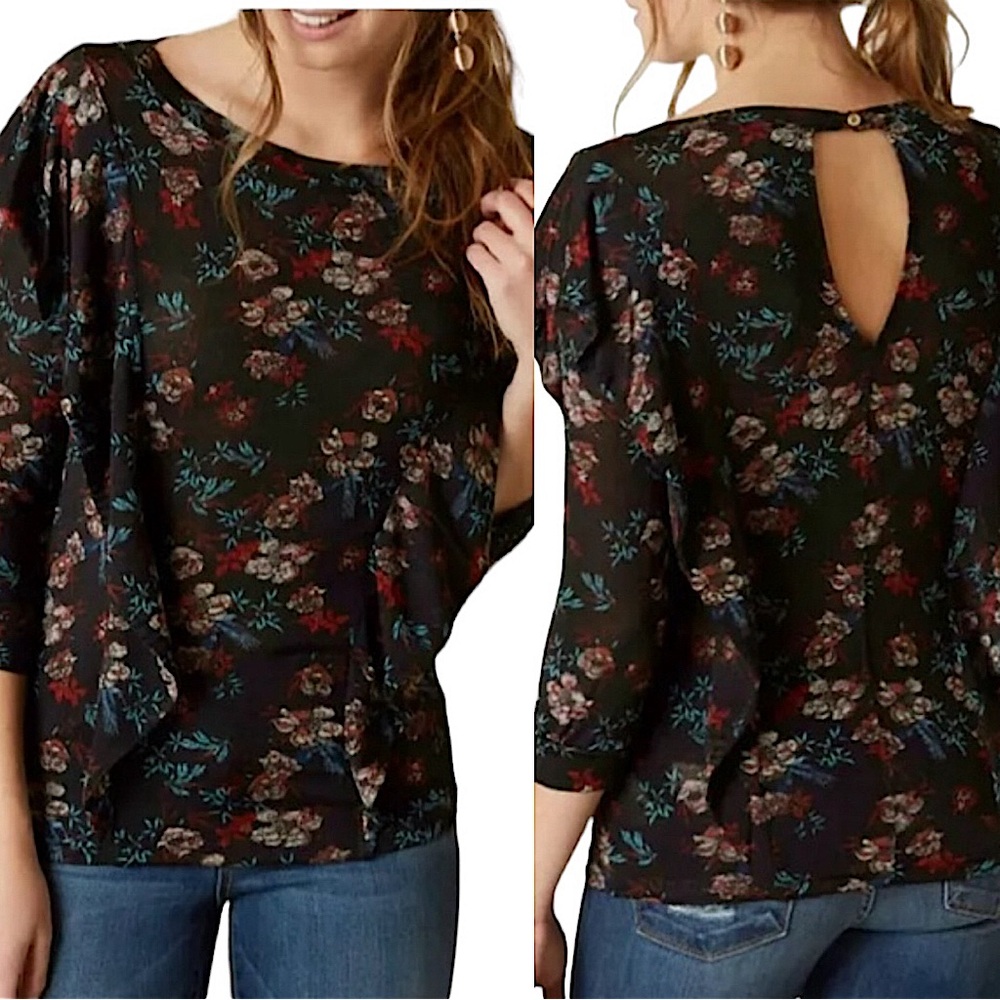 FREE PEOPLE: Dock Street Ruffle Sleeve Blouse -Size Small